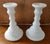 This is a Pair of 1950s Imperial Milk Glass Candle Holders Belknap Collection Atterbury White Glass. Each measures 7 1/2"...