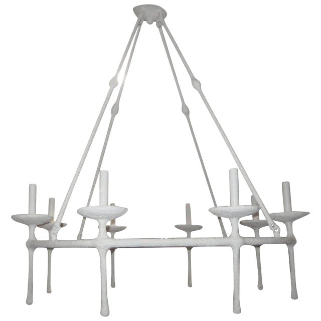 Bespoke Eight Arm Plaster Fixture in the Manner of Giacometti For Sale