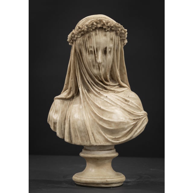Early 21st Century Bust of Veiled Lady in Reconstructed Carrara Marble For Sale - Image 5 of 5
