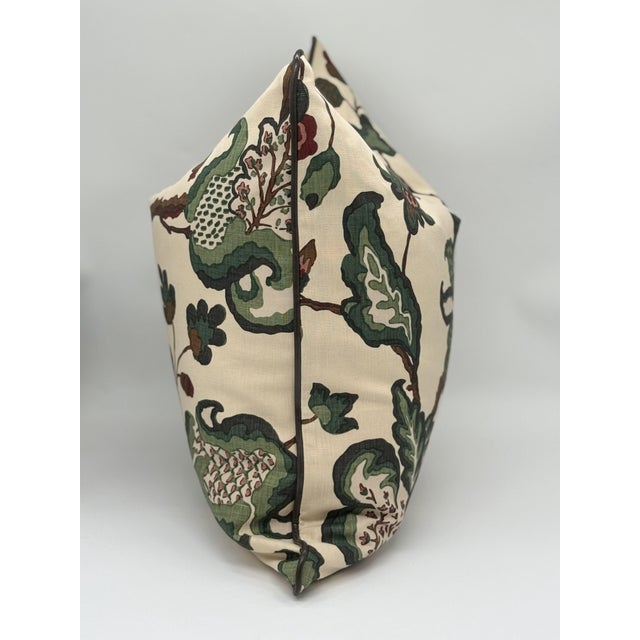 This handmade 20" x 20" decorative pillow cover is crafted from Namay Samay’s Talbot fabric in the colorway Jade, a...