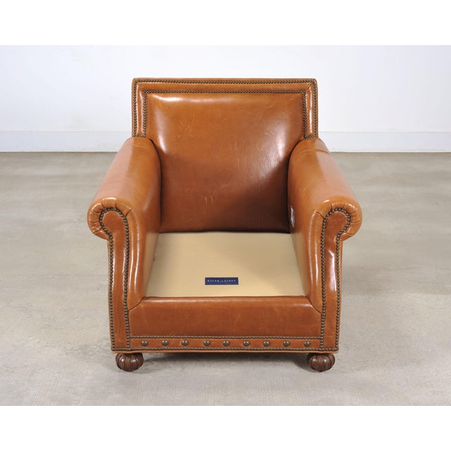 Brown Ralph Lauren Italian Aran Isles Leather Mahogany Club Chair For Sale - Image 8 of 18
