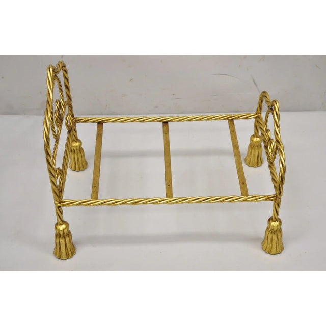 Vintage Italian Hollywood Regency Iron Tassel Frame Pet Cat Dog Bed or Doll Bed For Sale - Image 9 of 11