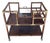 Vintage Korean Campaign Style Bar Cart With Brass Mounts & Parquet Shelves Georgian Furnishing Co. For Sale