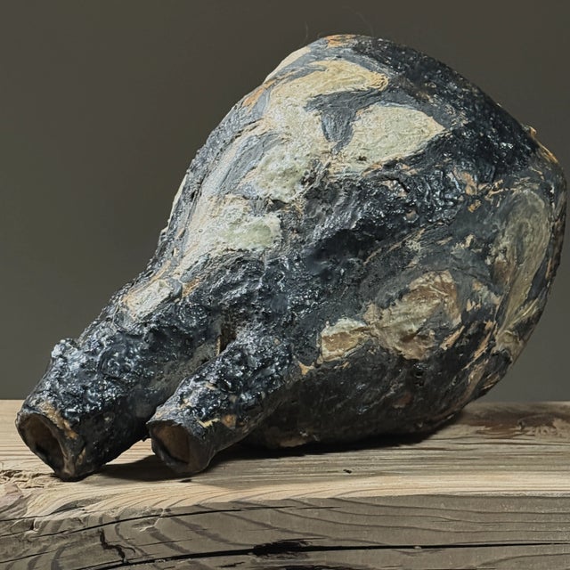 Vintage Abstract Expressionist Figurative Stoneware Vase For Sale - Image 10 of 11