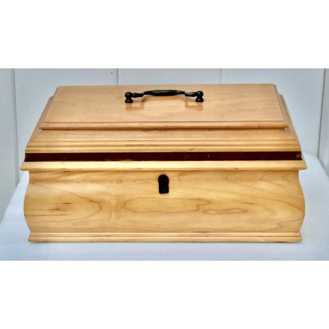 1990s Korean Maple Traditional Jewelry Box with Fitted Interior and Inlaid Rosewood For Sale In Philadelphia - Image 6 of 13