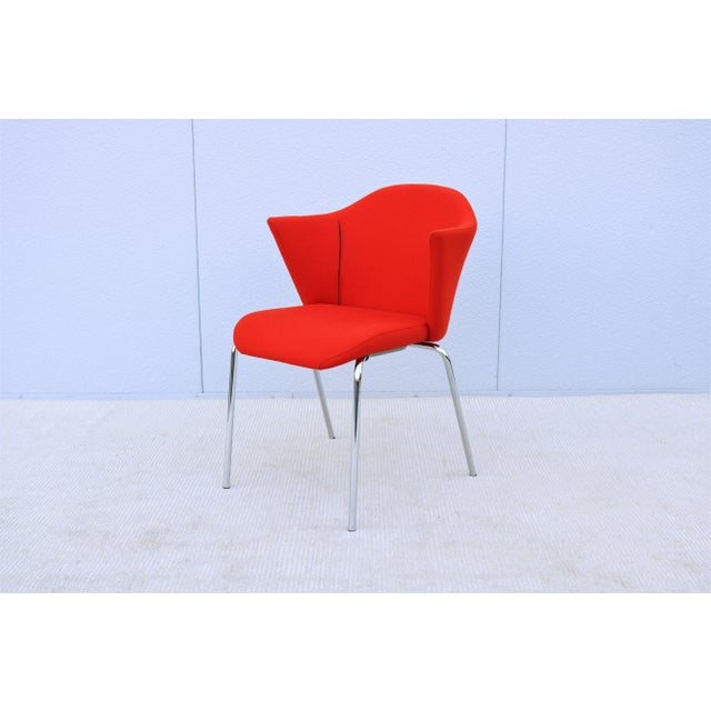 Steelcase Contemporary Modern Eoos for Coalesse Capa Stackable Red Guest Chair For Sale - Image 4 of 12
