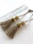 Art Deco Pair of Satin Beaded Key Tassels in Antique Mineral Color With Cut Velvet Ruche For Sale - Image 3 of 13