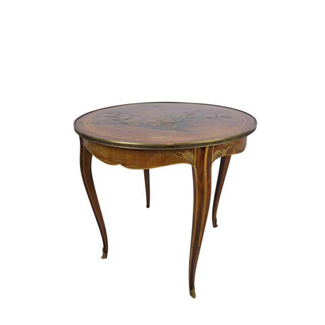 Brown 19th Century French Chinoiserie Table with Painted Landscape For Sale - Image 8 of 8