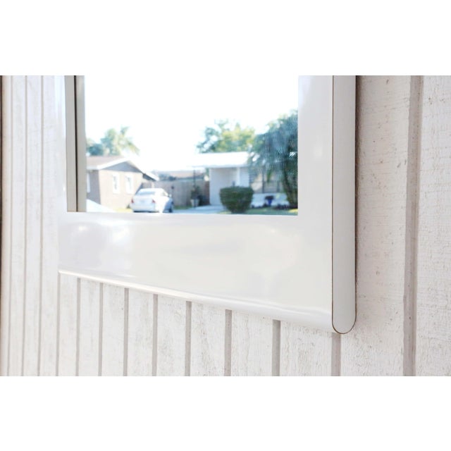 1980s 1980's White Gloss Rounded Edge Wall Mirror For Sale - Image 5 of 12