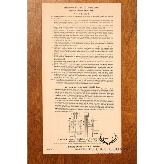 Howard Miller Chippendale Style Cherry Grandfather Grandmother Clock For Sale - Image 18 of 18