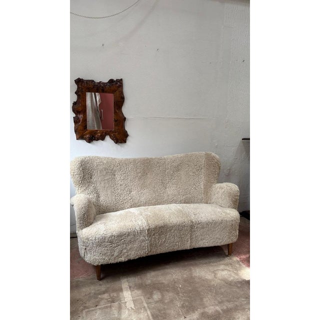 Danish Sofa in Shearling Sheepskin by Alfred Christensen, 1950 For Sale - Image 3 of 7