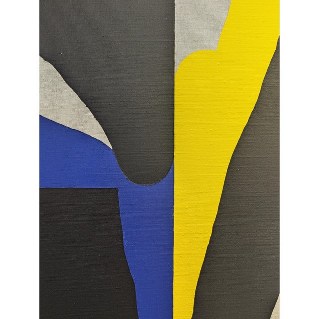 Blue Emmanuel Araujo "Aviero" Contemporary Blue, Yellow & Black Geometric Hard-Edge Abstract Painting, 2018 For Sale - Image 8 of 10