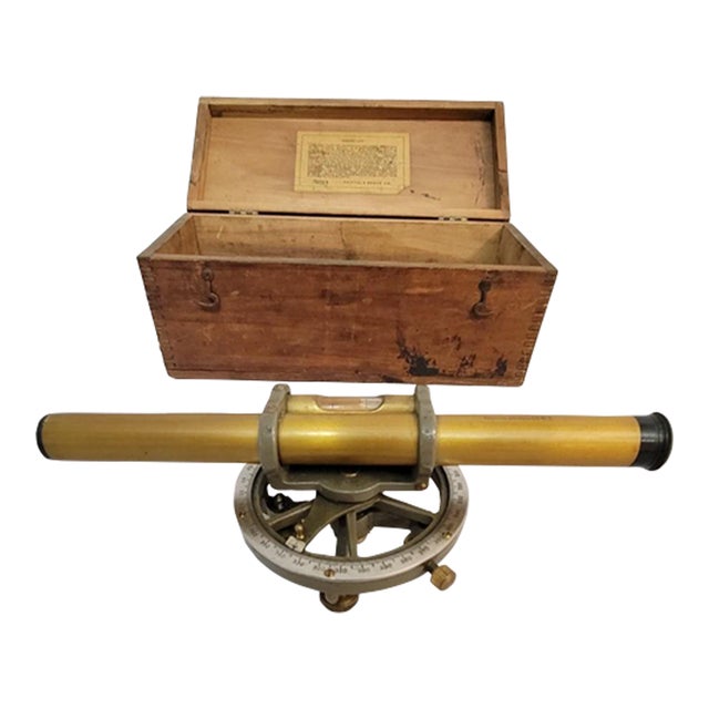 Farm Surveyor’s Brass Hand Level With Original Box, Early 20th C Keuffel & Esser For Sale