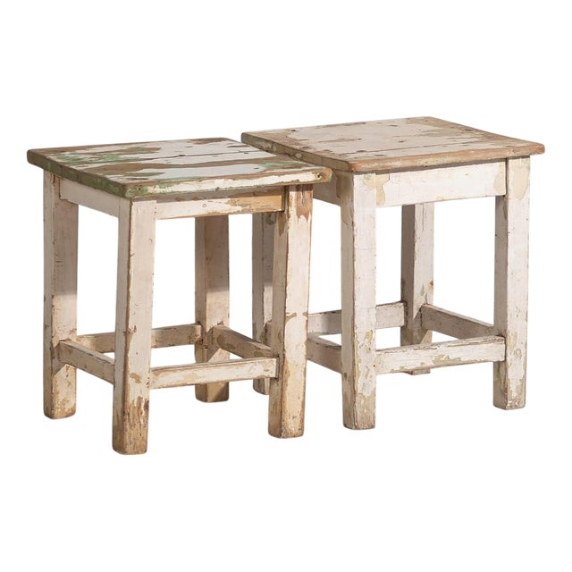Vintage White Coffee Tables, 1920, Set of 2 For Sale