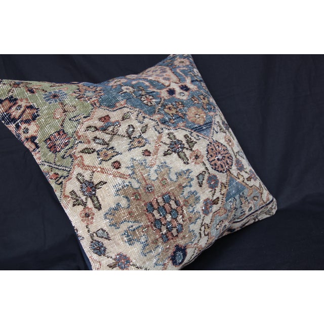 Handmade Beige and Sky-Blue Throw Rug Pillow Cover - 20'' X 20'' For Sale - Image 9 of 15