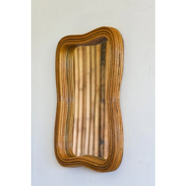 1980s Wall Mounted Rattan Mirror For Sale - Image 6 of 6