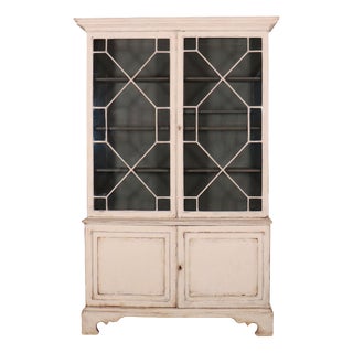 English Painted Glazed Bookcase in Oak, 1700s For Sale