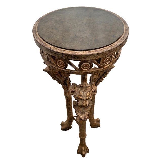 Gorgeous Neoclassical Revival-Empire Style Plant stand Pedestal, Lion Heads Griffins, Tripod Base with Claw Paw Feet,...