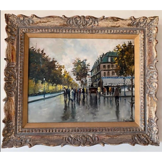 Wood Antique Oil Painting of European City Scene by Piero Delle Piane, Signed & Framed For Sale - Image 7 of 7