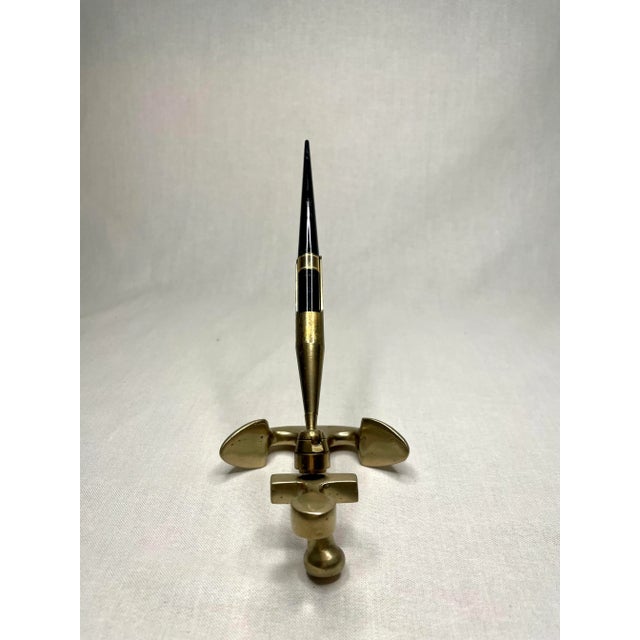 Traditional Nautical Solid Brass Anchor Pen Desk Accessory Set For Sale - Image 3 of 11
