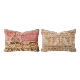 Red Patchwork Rug Pillow Cover 16'' X 24'' - Set of Two For Sale