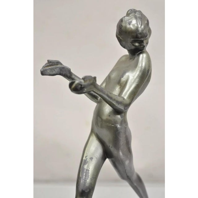 Frankart Antique Frankart Art Deco Figural Metal Female Ashtray Smoking Stand For Sale - Image 4 of 12