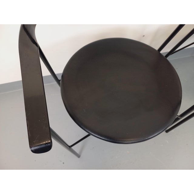 Vintage Italian Armchairs in Black Metal and Black Imitation Leather, 1980s, Set of 4 For Sale - Image 16 of 18