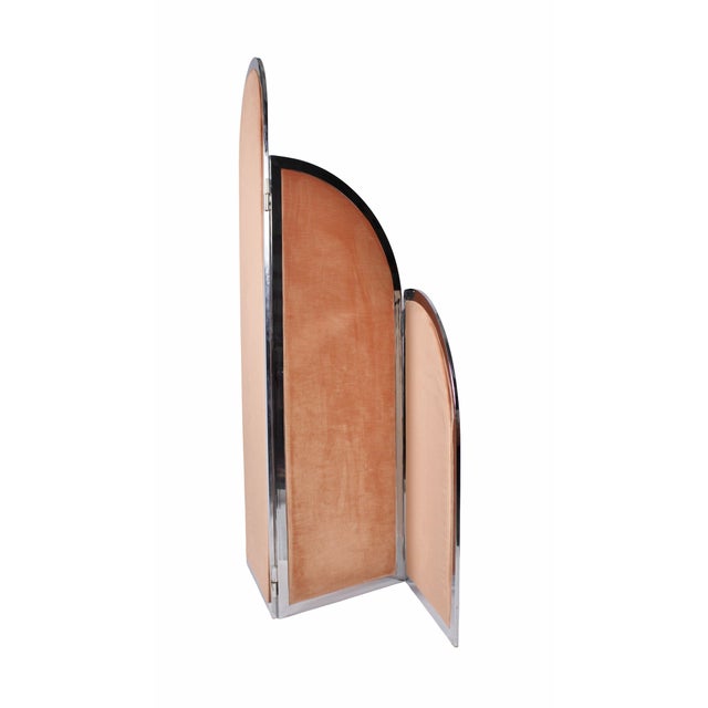 Mid-Century Modern Staggered Chrome Dressing Folding Screen Attributed to Arthur Umanoff For Sale - Image 9 of 11