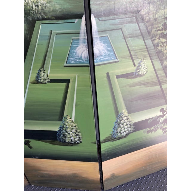 Traditional Vintage Italian Style 4-Panel Painted Floor Screen For Sale - Image 3 of 9