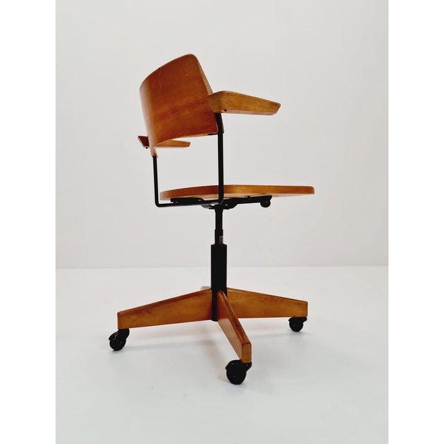 Bauhaus Style Swivel Office Armchair in Wood from Stollgiroflex, 1960s For Sale - Image 6 of 11