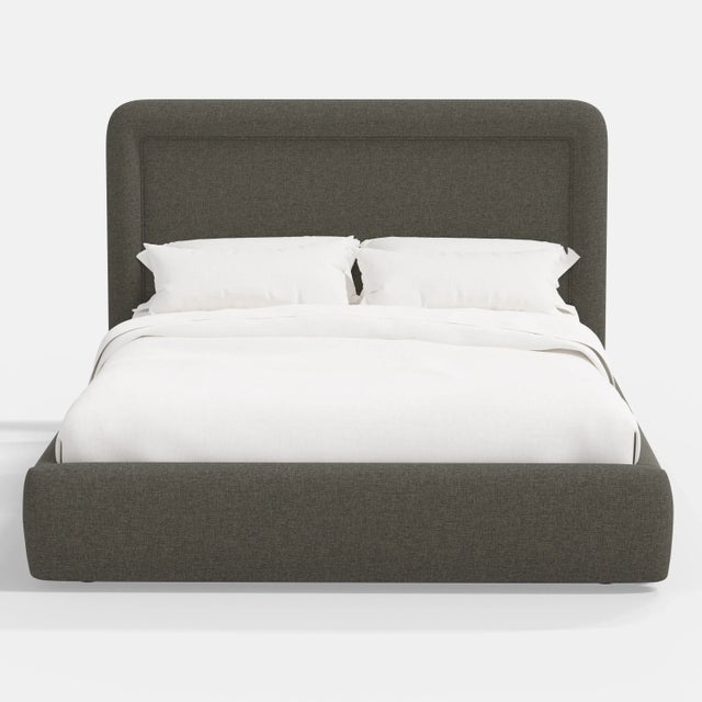 Cloth & Company Stoffer Home x Cloth & Company Marisa Platform Bed in Textured Linen Charcoal - King For Sale - Image 4 of 7