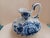 Antique white & blue hand painted Delft pitcher with floral motif. Signed on bottom 350 Delft Holland Handgeschilderd....