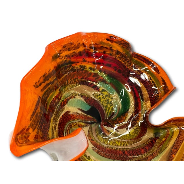 Persimmon Stunning Mid 20th Century Venetian - Italian Murano Hand Blown Art Glass Bowl For Sale - Image 8 of 13