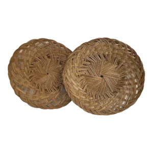 Vintage Rattan Woven Straw Flat Baskets - a Pair