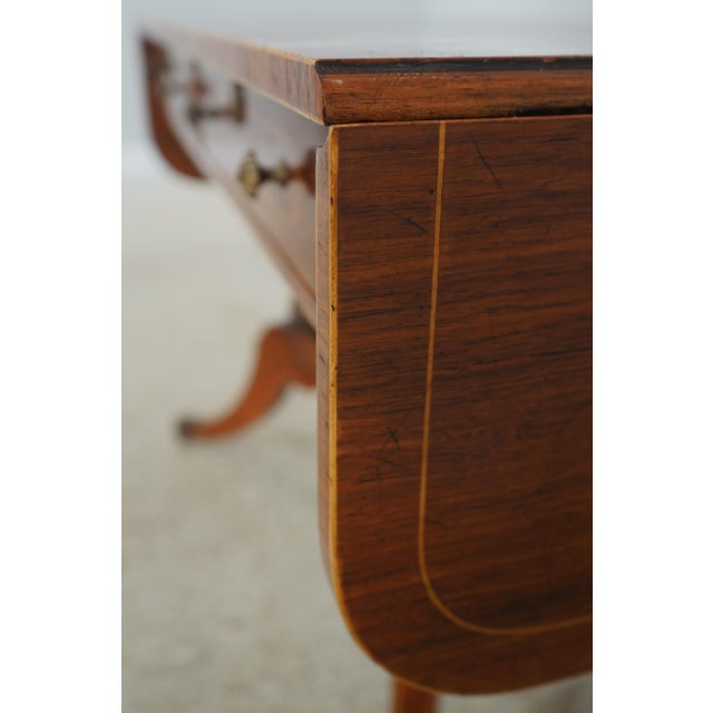 1990s Rosewood Vintage Bench Made Regency Style Dropleaf Library Table For Sale - Image 14 of 18