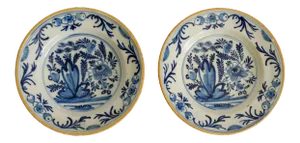 18th-Century Antique Dutch Delft Plates, a Pair