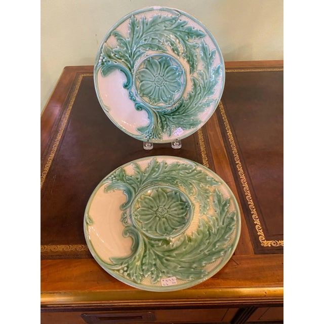 French Antique French Artichoke Plate For Sale - Image 3 of 6
