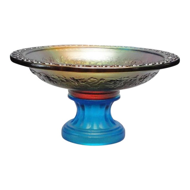 Chinese Liu Li (Crystal Glass) Pate-de-verr Candle Holder Offering Holder For Sale