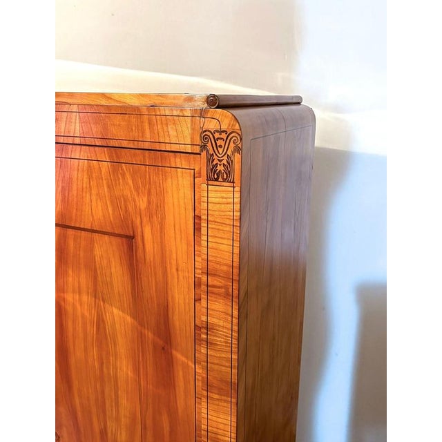 19th Century Biedermeier Cabinet in Marquetry Cherrywood, Prague, 1825 For Sale - Image 16 of 18