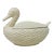 Mid-20th Century White Majolica Faux Wicker Duck Tureen With Lid For Sale