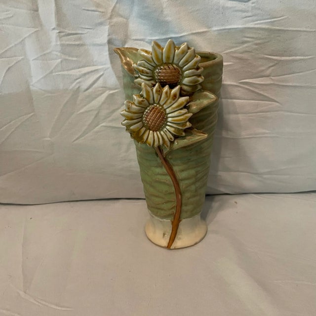 Mid Century Modern Sunflower Studio Pottery Vase For Sale - Image 10 of 10