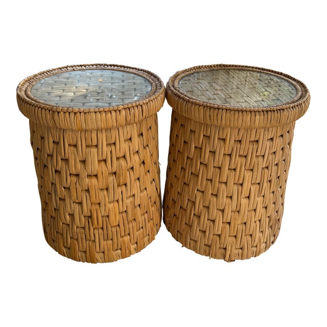 Pair of Serena & Lily Cape Side Tables For Sale