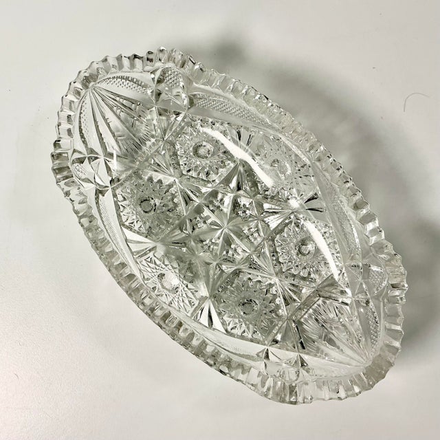 Glass Late 1800s Antique Boho Chic Hollywood Regency American Brilliant Cut Relish Serving Dish. For Sale - Image 7 of 11