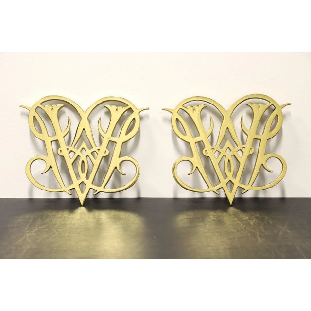 Metal Virginia Metalcrafters Brass Williamsburg Queen Anne Cypher Trivets - Pair For Sale - Image 7 of 8