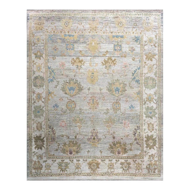 21st Century Turkish Oushak Wool 10x13 Slate, Green & Tan Handmade Area Rug #1144097 For Sale