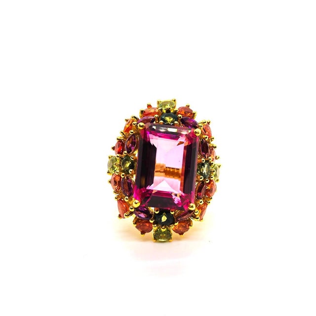 Bochic “Capri” Vintage Fancy Sapphires & Amethyst Ring — 18K Gold & Silver Signed Masterpiece • Exceptional Gem Weight •...