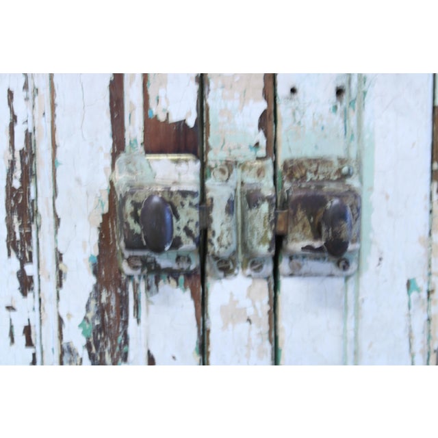 Primitive antique French painted confiture pantry. Entirely handmade of tongue & groove hardwood. The cabinet opens with...