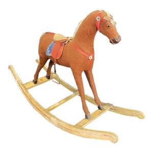 Folk Art British 19th Century Rocking Horse With Glass Eyes