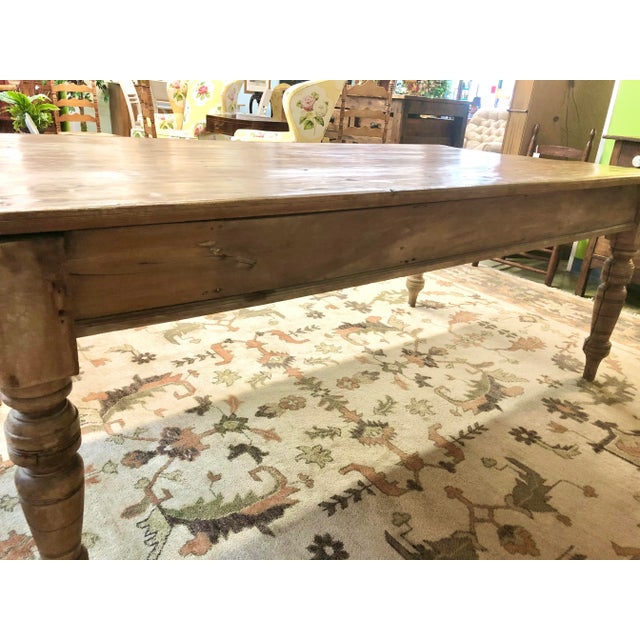 English Country Pine Farm Table For Sale - Image 4 of 9