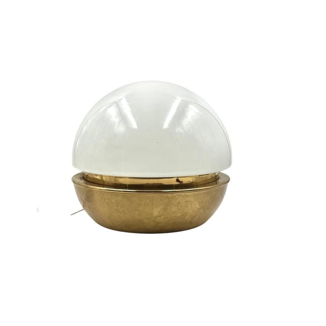 Mid-Century Brass and Glass Dome Table Lamp, Italy, 1960s For Sale - Image 9 of 13